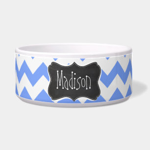 bord, blauw Chevron Pattern Voerbakje