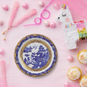 Bord Blauw en Gold Willow Pattern (Feest)