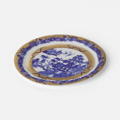 Bord Blauw en Gold Willow Pattern (Gekanteld)