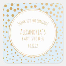 Bord blauw en goud baby shower gunst sticker