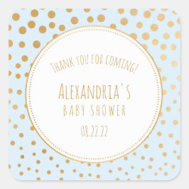 Bord blauw en goud baby shower gunst sticker