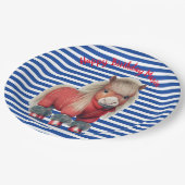 Bord Blauw en rood Pony (Gekanteld)