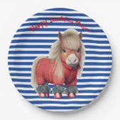 Bord Blauw en rood Pony (Voorkant)