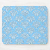Bord Blauw en Wit Bloemen Damaskpatroon Muismat (Voorkant)