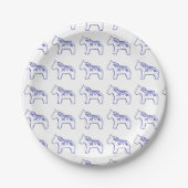 Bord Blauw en wit Dala Horse Paper (Voorkant)
