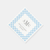 Bord Blauw Gingham Monogram en Naam Servet (Hoek)