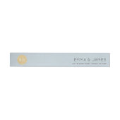 Bord Blauw Goud Monogram Bruiloft Wraparound Label Adreslabel Wikkel (Individueel)