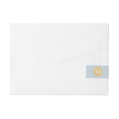 Bord Blauw Goud Monogram Bruiloft Wraparound Label Adreslabel Wikkel (Achterkant)