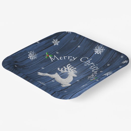 Bord blauw kerstreïndepapier (Gebogen)
