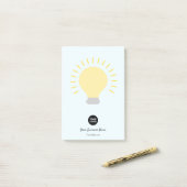 Bord blauw Uw Logo gloeilamp notities Post-it® Notes (Op bureau)