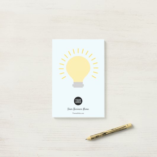 Bord blauw Uw Logo gloeilamp notities Post-it® Notes (Op bureau)