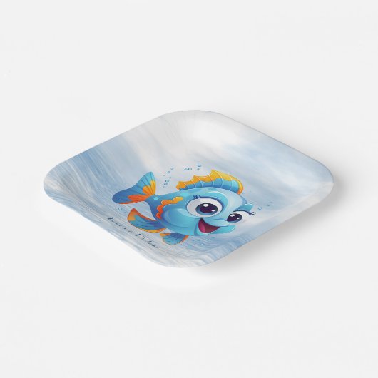 Bord blauw vispapier (Gebogen)