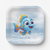 Bord blauw vispapier (Voorkant)