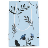 Bord Blauwe Blauwbellen en Blauwvogels Bloempatroo Medium Cadeauzakje (Voorkant)