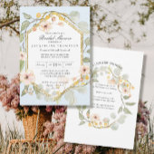 Bord Blauwe Floral Roos Waterverf Kaart