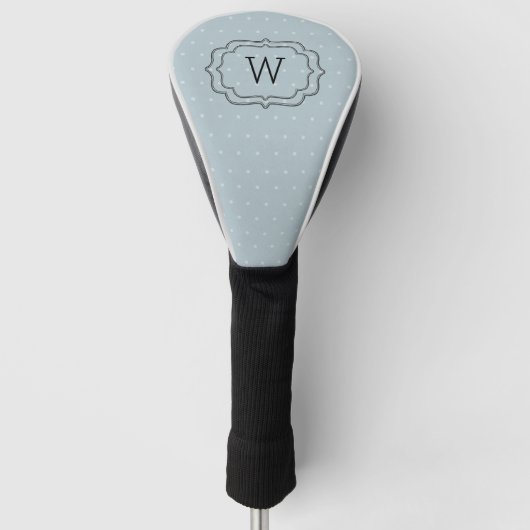 Bord Blauwe Polka Dot Monogrammed Golfheadcover (Voorkant)