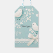 Bord Blauwgroen met romantisch kant en vogelbruilo Cadeaulabel (Achterkant)