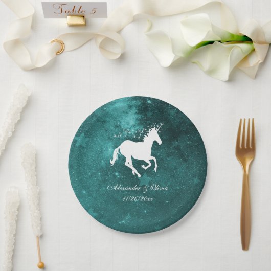 Bord blauwgroen Unicorn Wedding Paper (Huwelijk)