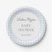 Bord Blue Gingham Classic Boys Baby shower (Voorkant)