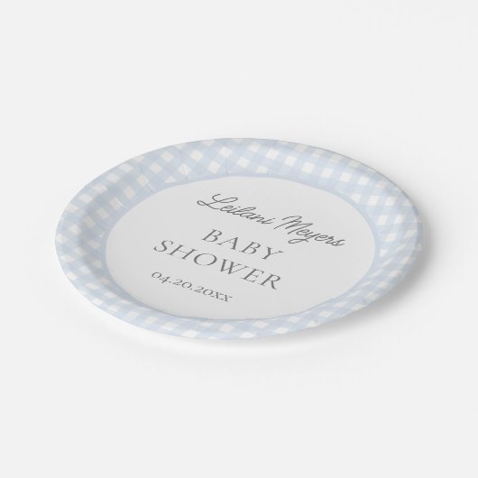 Bord Blue Gingham Classic Boys Baby shower (Gekanteld)