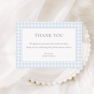 Bord Blue Gingham Classic Boys Baby shower Bedankkaart