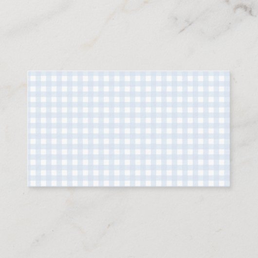 Bord Blue Gingham Classic Boys Baby shower Informatiekaartje (Achterkant)