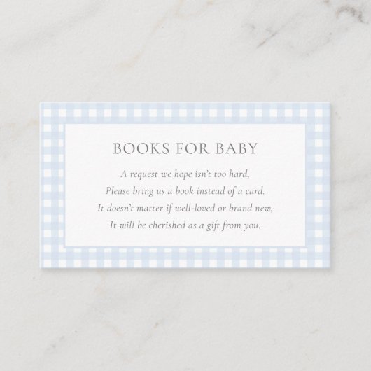 Bord Blue Gingham Classic Boys Baby shower Informatiekaartje (Voorkant)