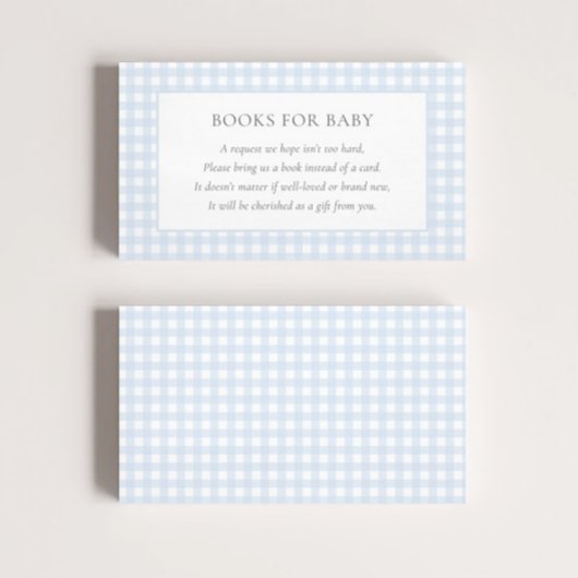 Bord Blue Gingham Classic Boys Baby shower Informatiekaartje