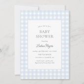Bord Blue Gingham Classic Boys Baby shower Kaart (Voorkant)