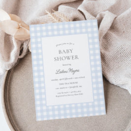 Bord Blue Gingham Classic Boys Baby shower Kaart