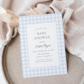Bord Blue Gingham Classic Boys Baby shower Kaart