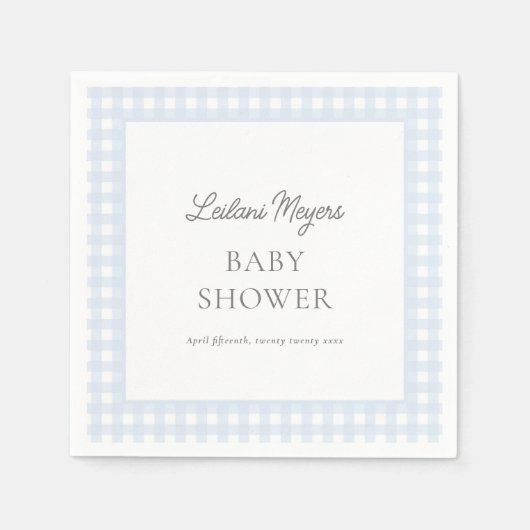 Bord Blue Gingham Classic Boys Baby shower Servet (Voorkant)