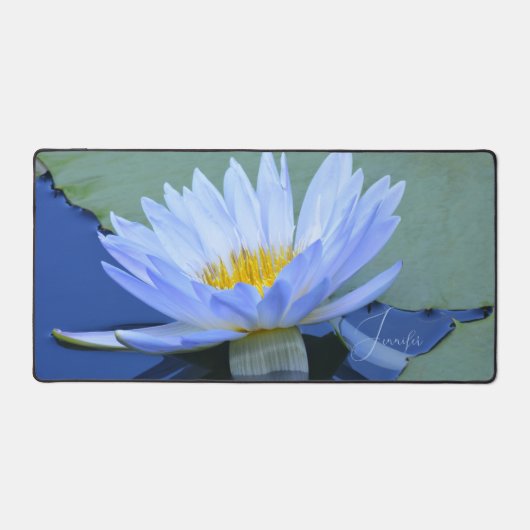 Bord Blue Water Lily gepersonaliseerde bureau matt Bureaumat (Voorkant)