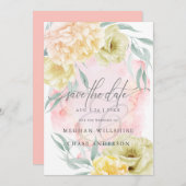 Bord Blush Coral Ivory Peony Flowers Kaart (Voorkant / Achterkant)