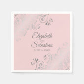Bord Blush Roze & Zilveren franjes Elegante bruilo Servet (Voorkant)