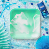 Bord Bright Seafoam Green Flower Print Paper (Feest)