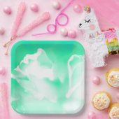 Bord Bright Seafoam Green Flower Print Paper (Feest)