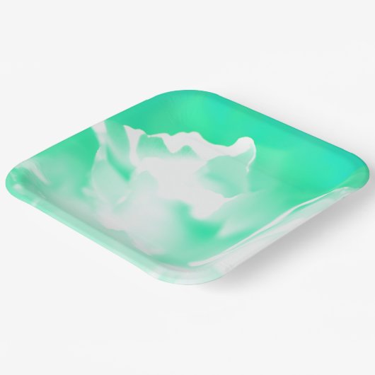 Bord Bright Seafoam Green Flower Print Paper (Gebogen)