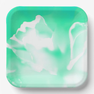 Bord Bright Seafoam Green Flower Print Paper