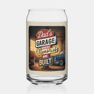 Bord 'Dad's Garage Retro Vintage Automotive' Blikvorm Glas