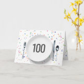 Bord en zilverwerk voor 100e verjaardag kaart (Gele Bloem)
