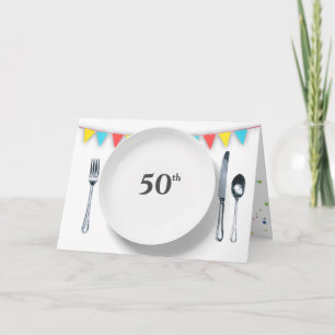 Bord en zilverwerk voor 50ste verjaardag kaart