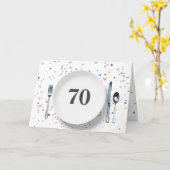 Bord en zilverwerk voor 70e verjaardag kaart (Gele Bloem)