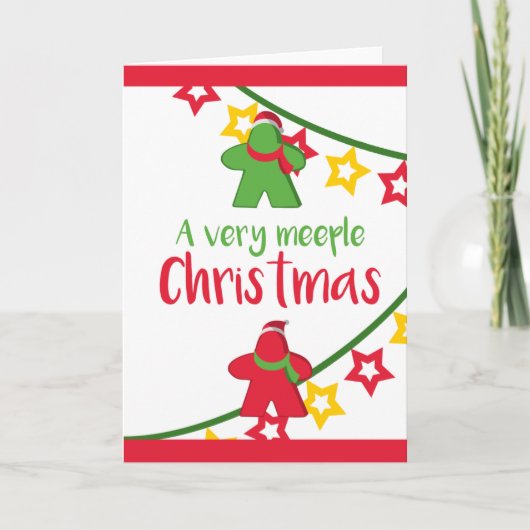 Bord Game Meeple Kerstmis Kaart (Voorkant)