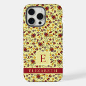 Bord geel bloemrood grijs bloemen iPhone Hoesje (Achterkant)