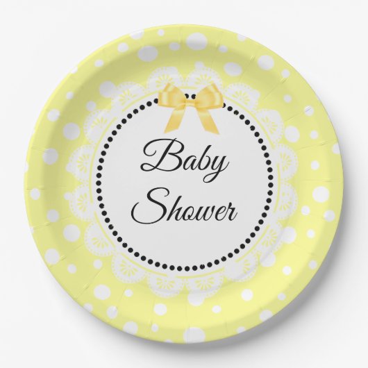 Bord geel en wit Baby shower papier (Voorkant)