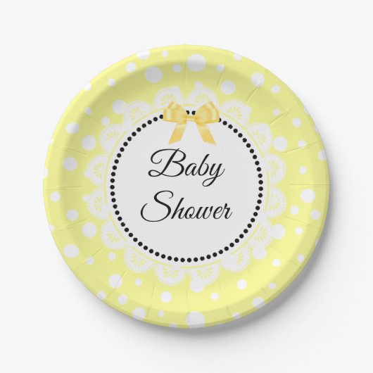 Bord geel en wit Baby shower papier (Voorkant)