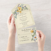Bord Geel met Wildflower All In One Uitnodiging (Afscheurbaar)