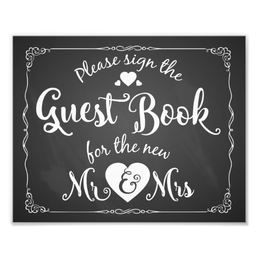 bord Gelieve ons gastenboek te ondertekenen Foto Afdruk (Voorkant)