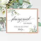 bord "Gelieve te ondertekenen rond", Elegant Green Poster